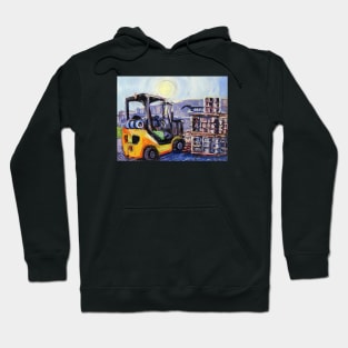 Forklift at a Brewery Moving Kegs Hoodie